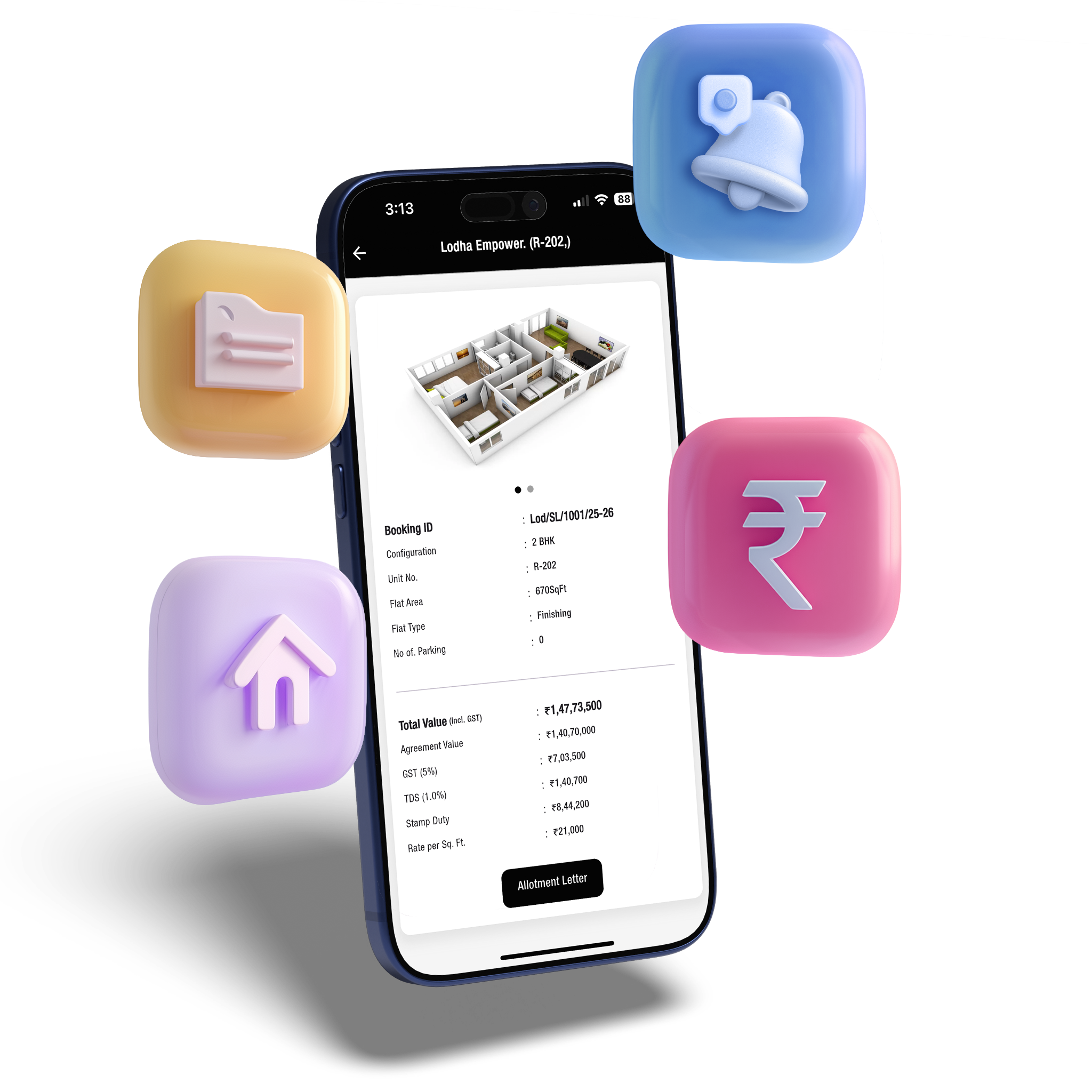 Mobile app illustration showing Stallion Keys UI